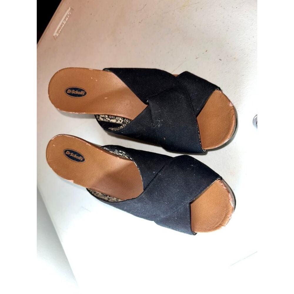Dr Scholl's Black Wedge Slide Sandals